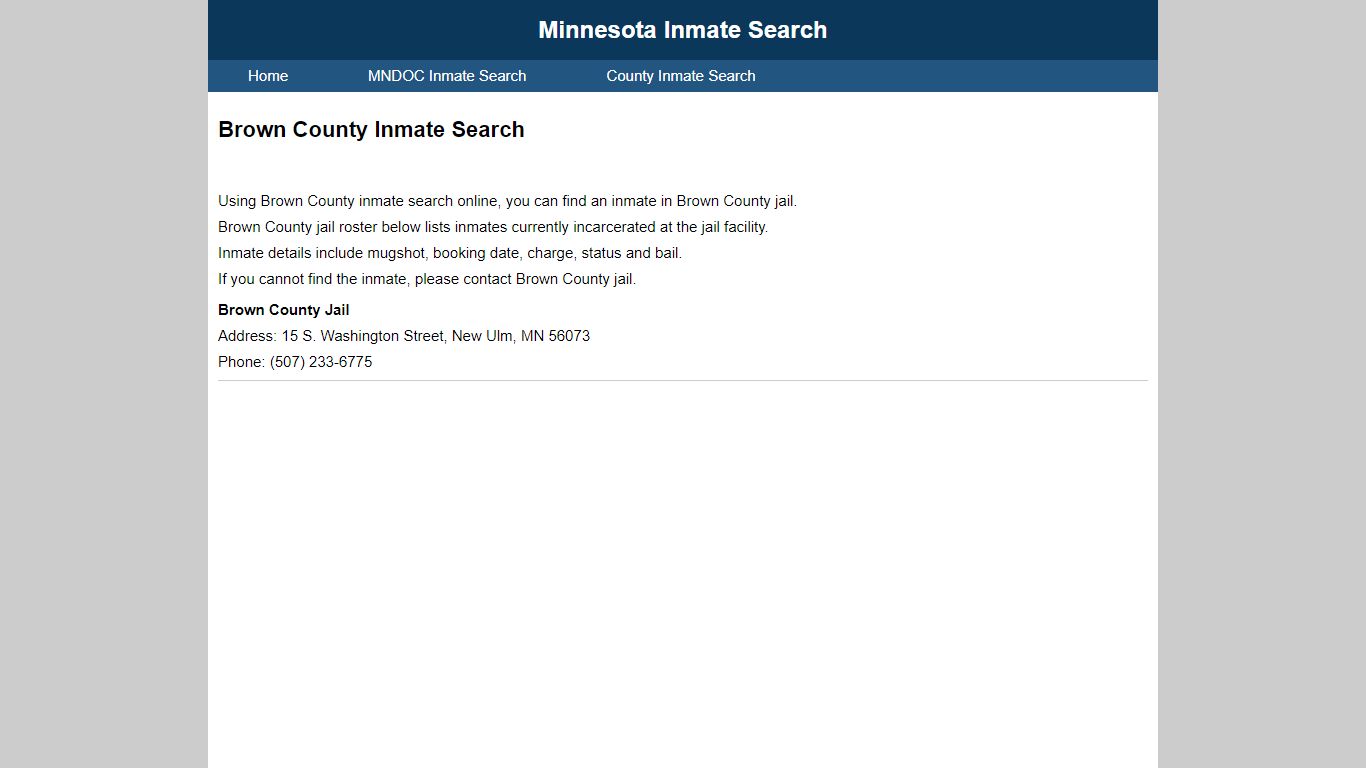 Brown County Inmate Search